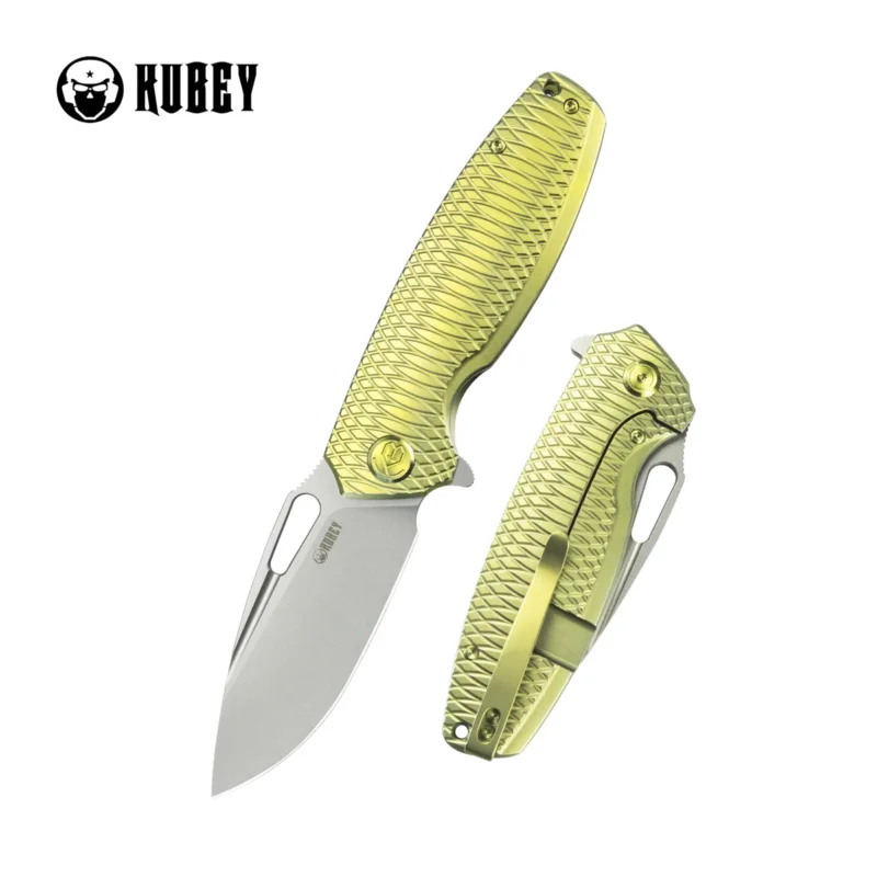 Nóż składany Kubey Tityus KB360G Gold Pattern Titanium, Bead Blasted 14C28N Super okazja