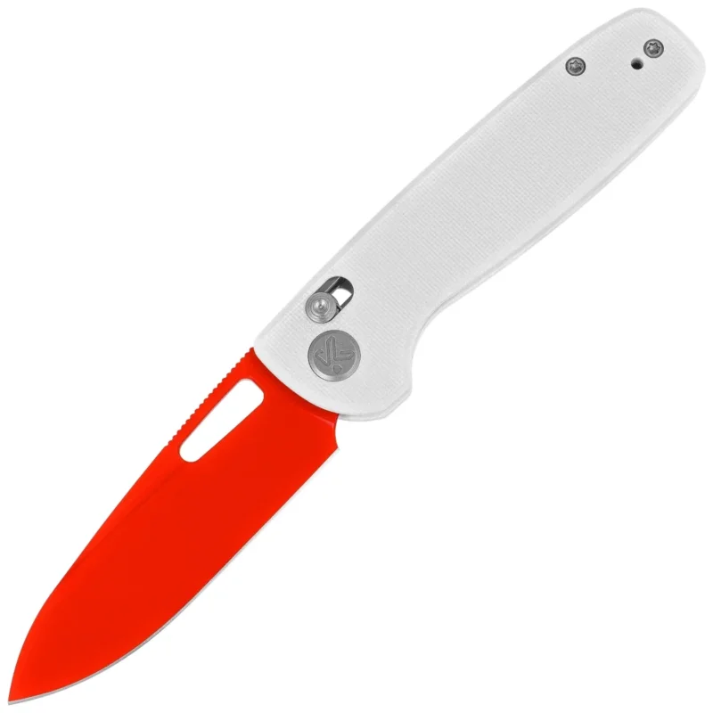 Ograniczona ilość Kubey Bluff Knife KU248B White G10, Red 14C28N by Garet Caronna