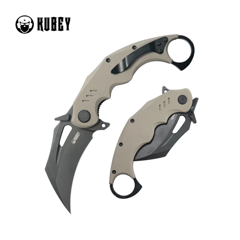 Niska cena Kubey Wrath Knife Tan G10, Blackwashed 14C26N by MUZI Design (KU261G)