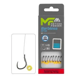 Przypon Mikado Method Feeder Barbless MF14 z gumką, żyłka 10cm (8szt.) Łatwy zwrot