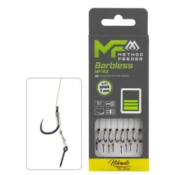 Szybka wysyłka Przypon Mikado Method Feeder Barbless MF14 z igłą, plecionka 10cm (8szt.)